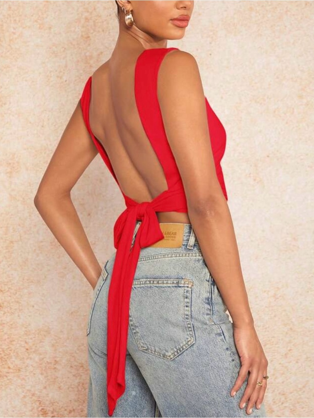 Red Back-Tie Sleeveless Top